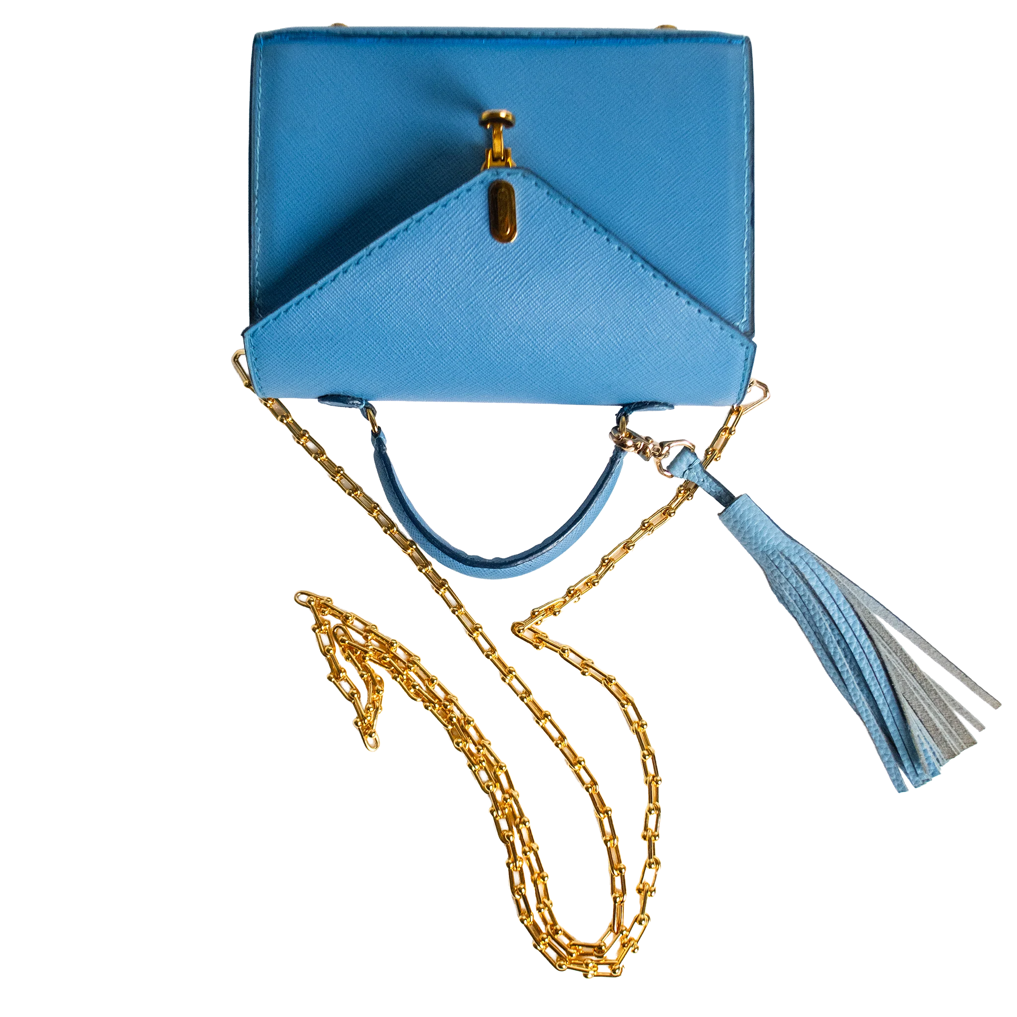 Luna Mini Luxury Saffiano Leather Handbag - Celestial Blue | Handcrafted USA - Image 3