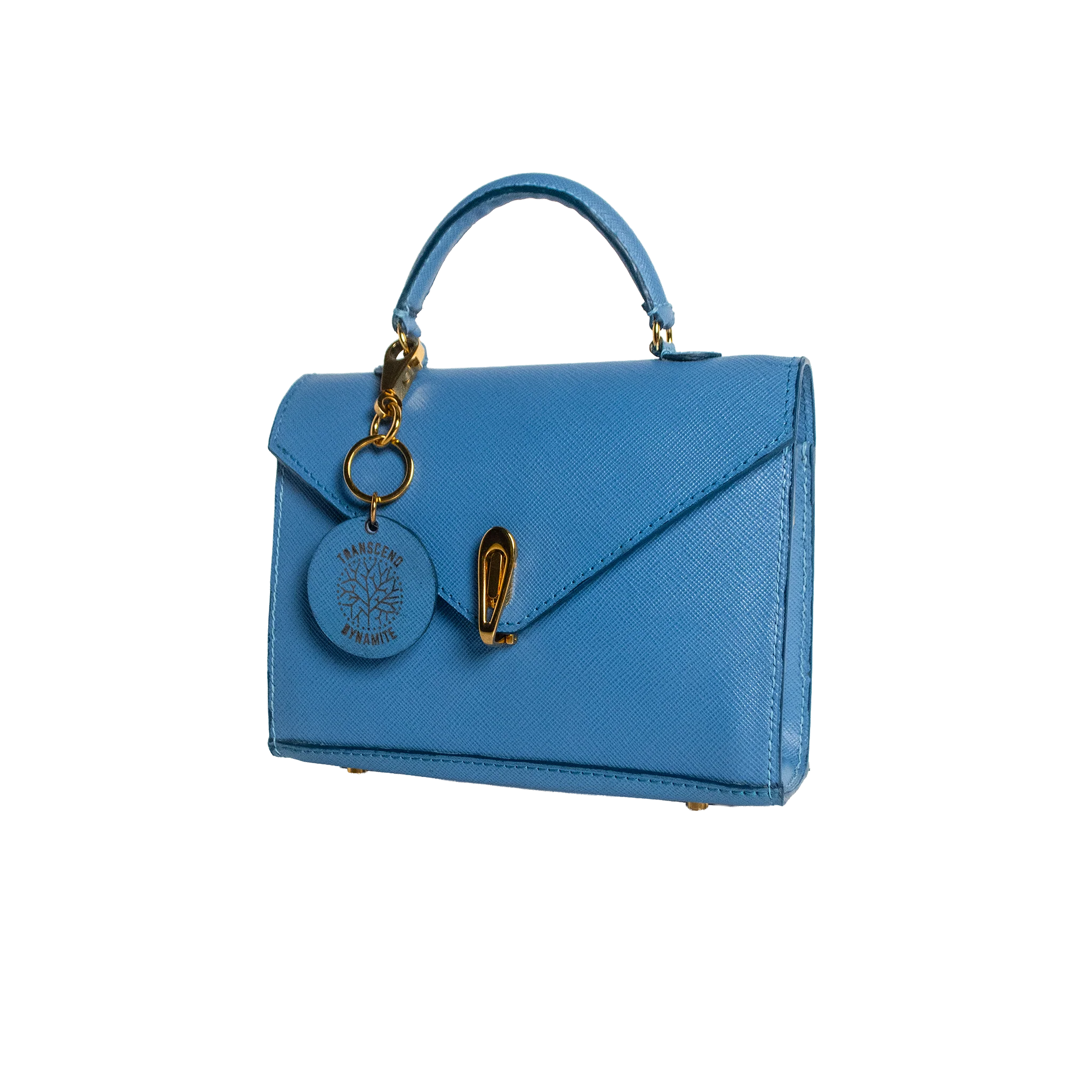 Luna Mini Luxury Saffiano Leather Handbag - Celestial Blue | Handcrafted USA - Image 4