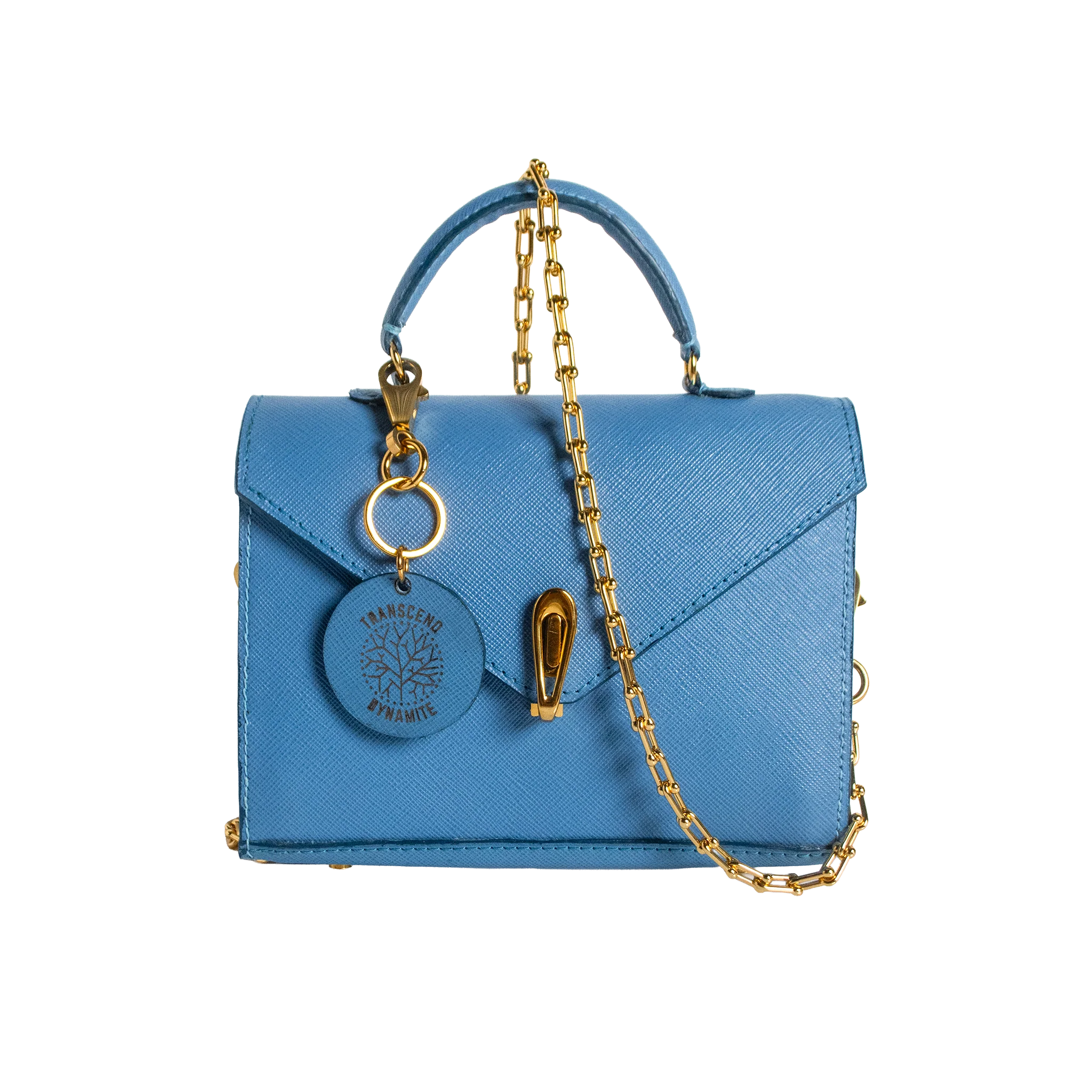 Luna Mini Luxury Saffiano Leather Handbag - Celestial Blue | Handcrafted USA - Image 6