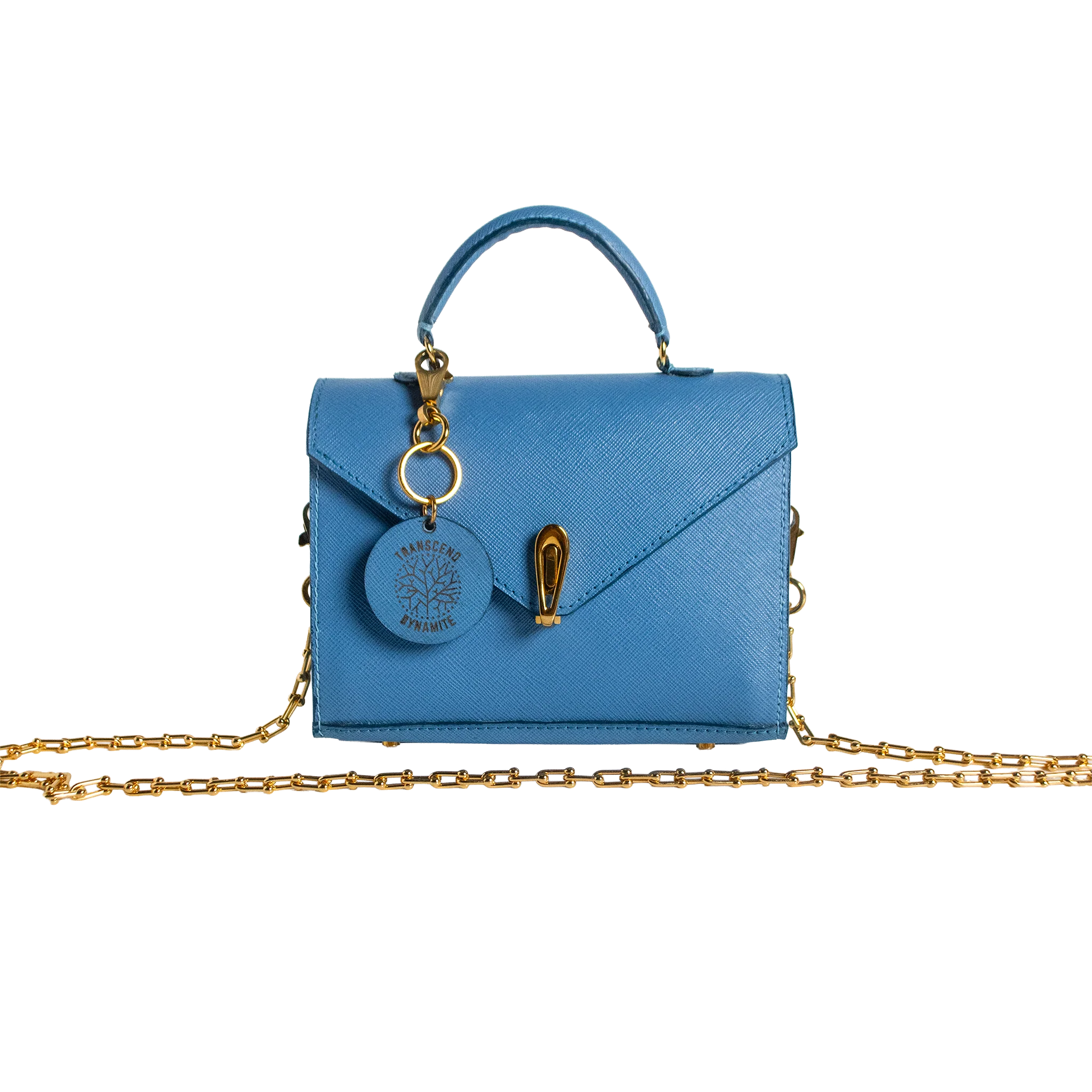 Luna Mini Luxury Saffiano Leather Handbag - Celestial Blue | Handcrafted USA - Image 9