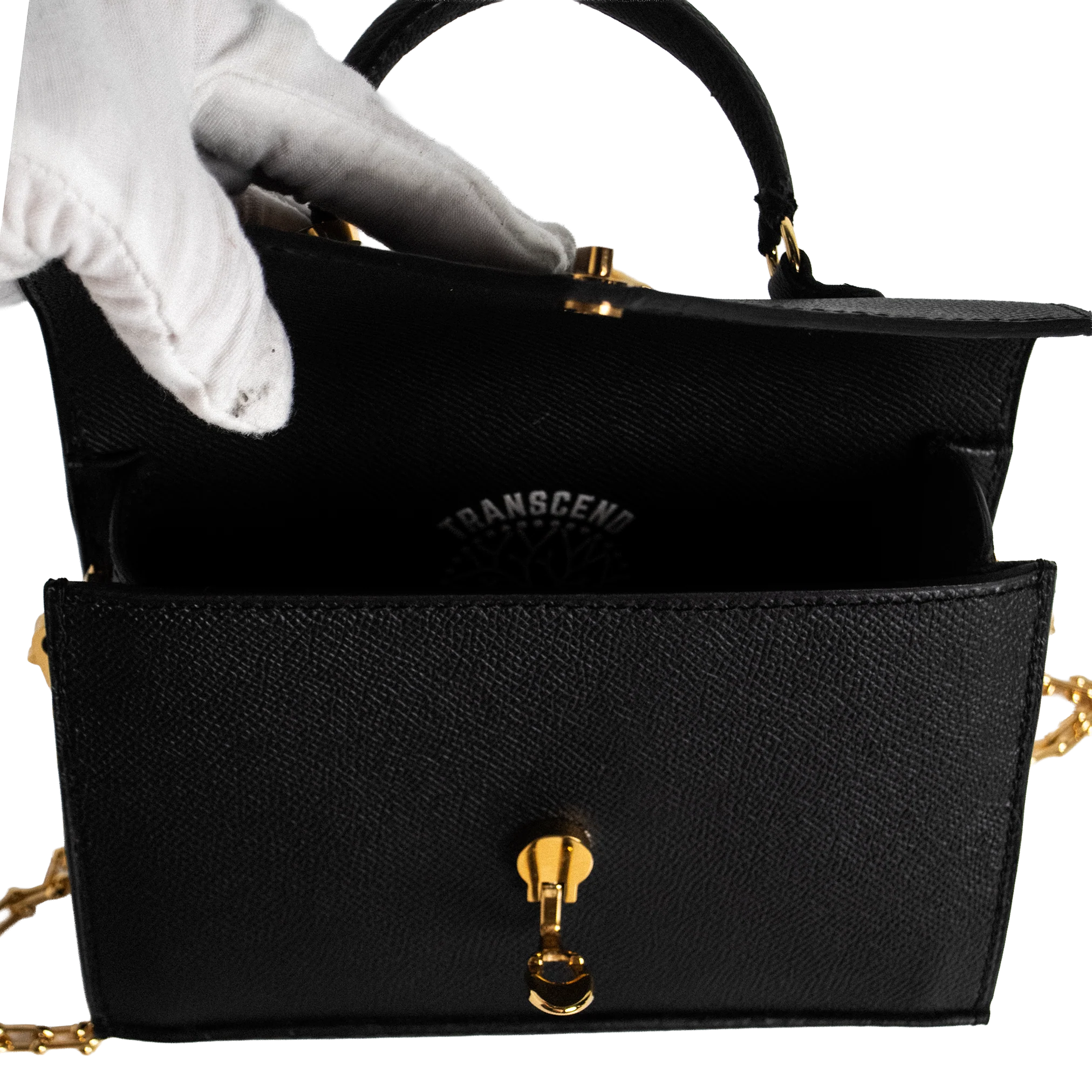 Luna Mini Luxury Saffiano Leather Handbag - Noir Black | Handcrafted USA - Image 3