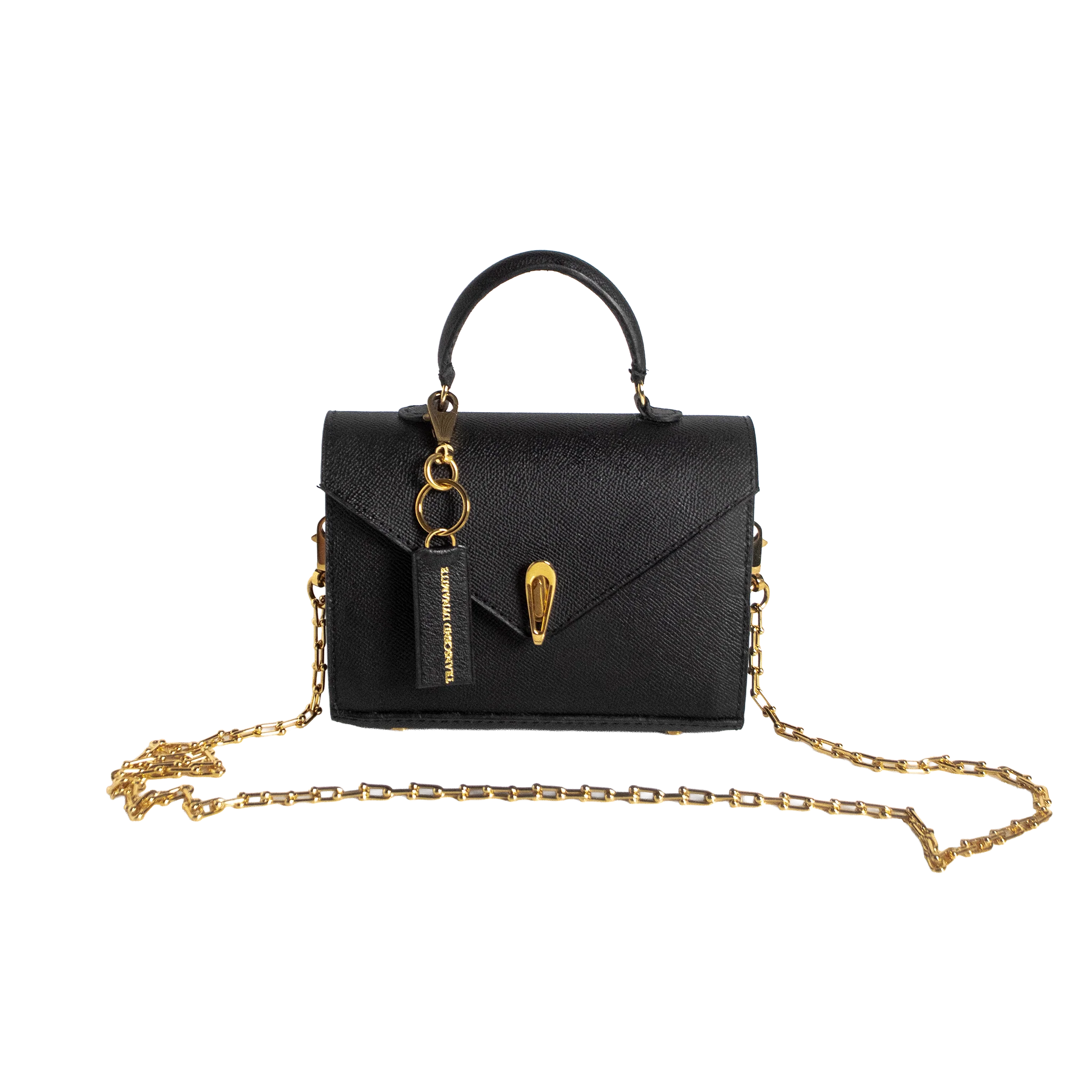 Luna Mini Luxury Saffiano Leather Handbag - Noir Black | Handcrafted USA - Image 4