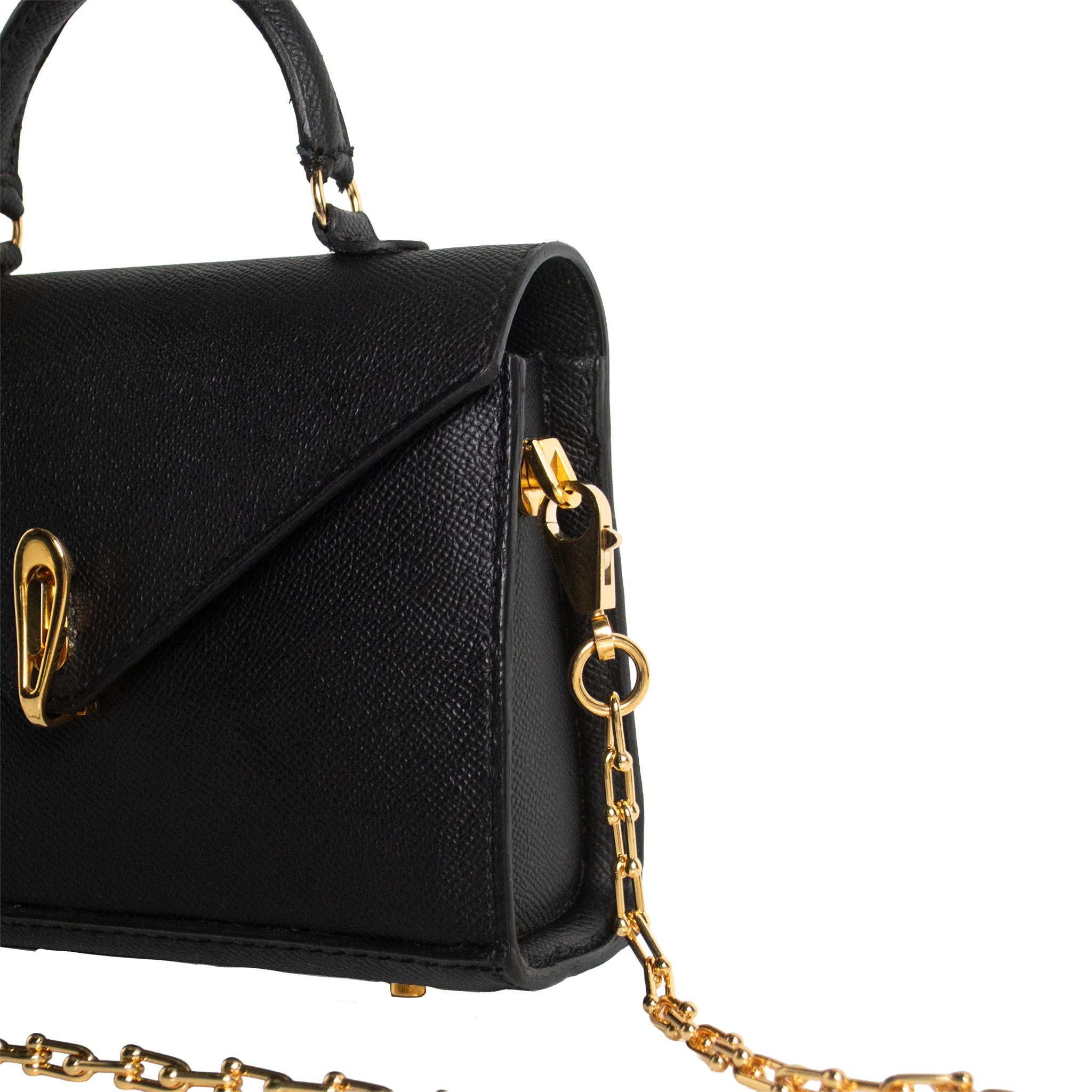 Luna Mini Luxury Saffiano Leather Handbag - Noir Black | Handcrafted USA - Image 5
