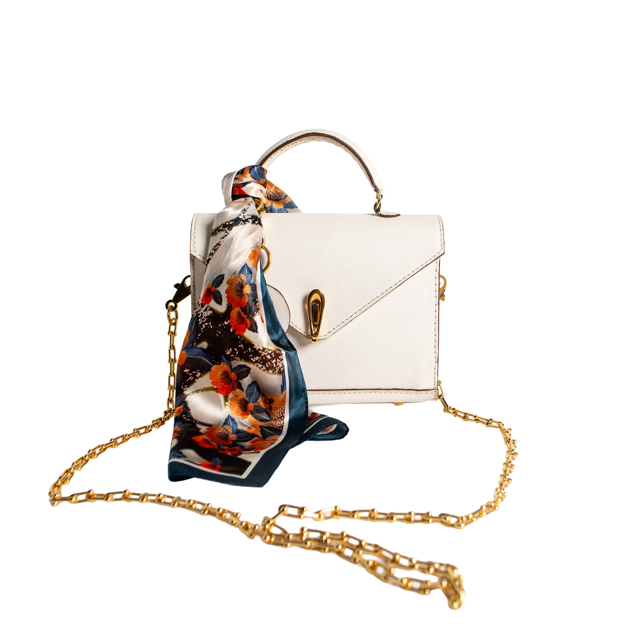 Luna Mini Luxury Saffiano Leather Handbag - Off White | Handcrafted USA - Image 5