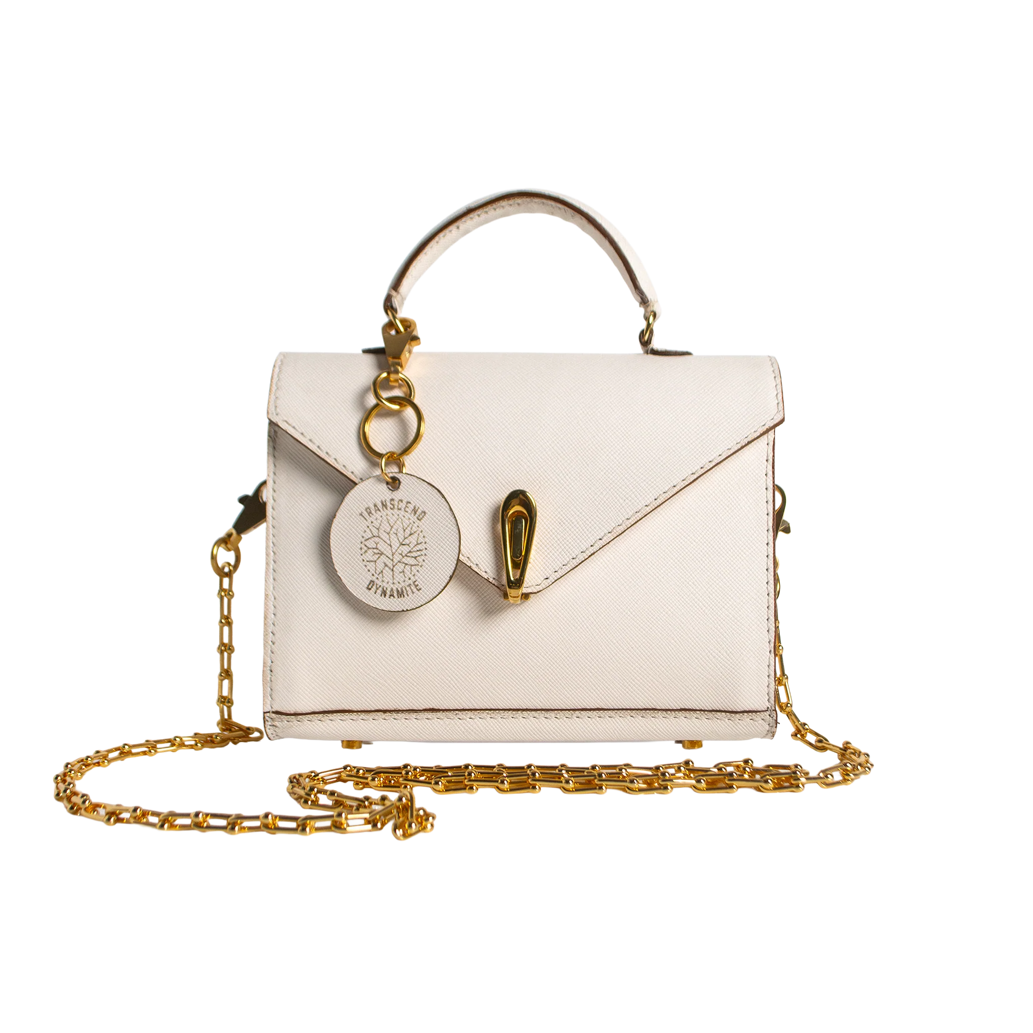 Luna Mini Luxury Saffiano Leather Handbag - Off White | Handcrafted USA - Image 6