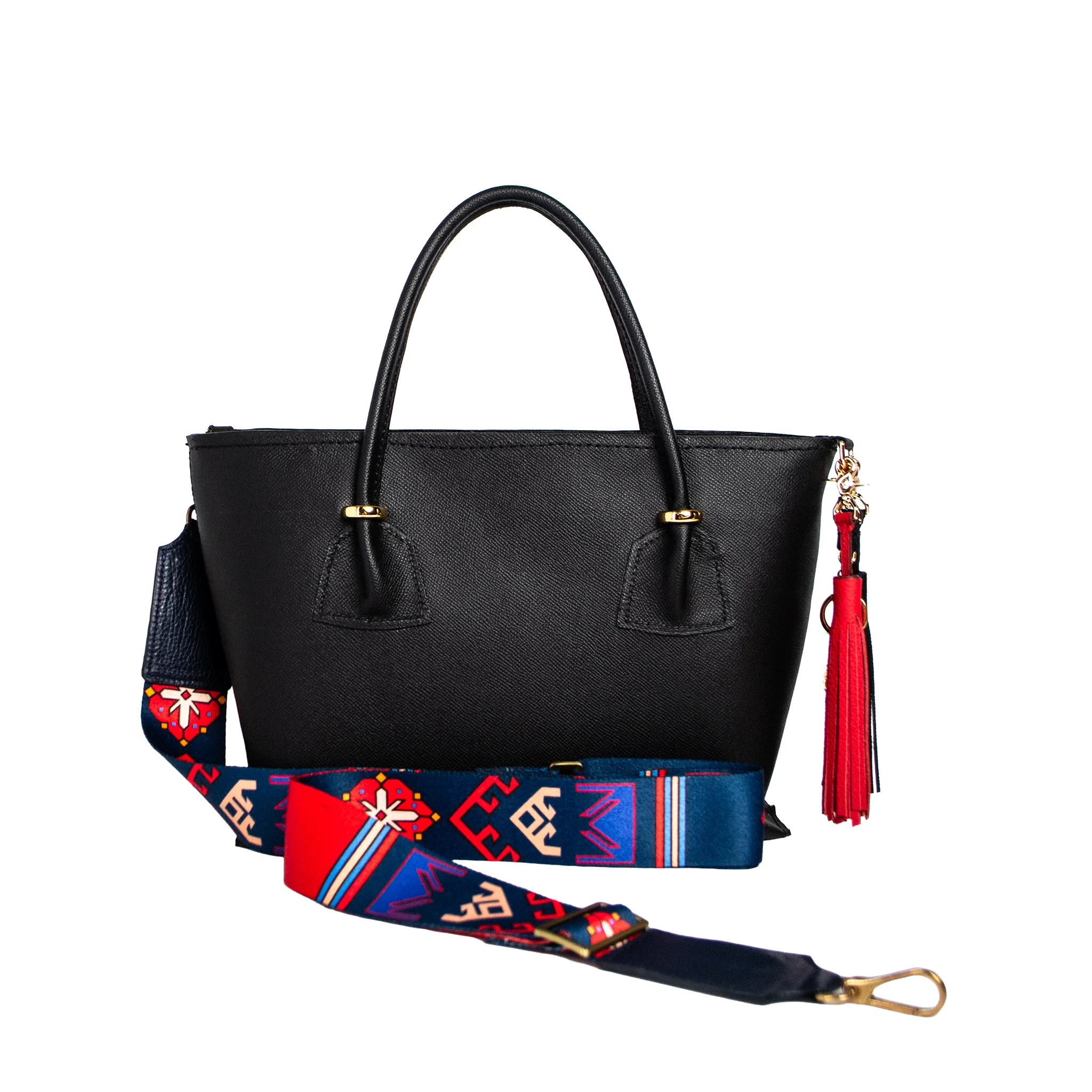 Heritage Prism Designer Strap - Blue & Red Geometric Pattern | Luxury Interchangeable Bag Strap - Image 3