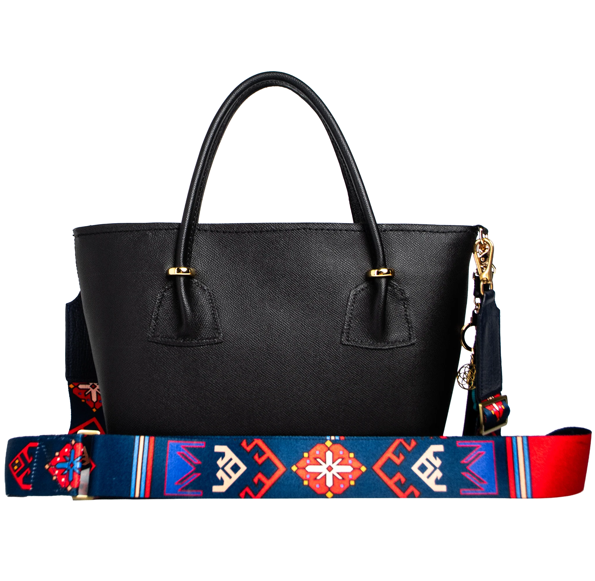 Heritage Prism Designer Strap - Blue & Red Geometric Pattern | Luxury Interchangeable Bag Strap - Image 4