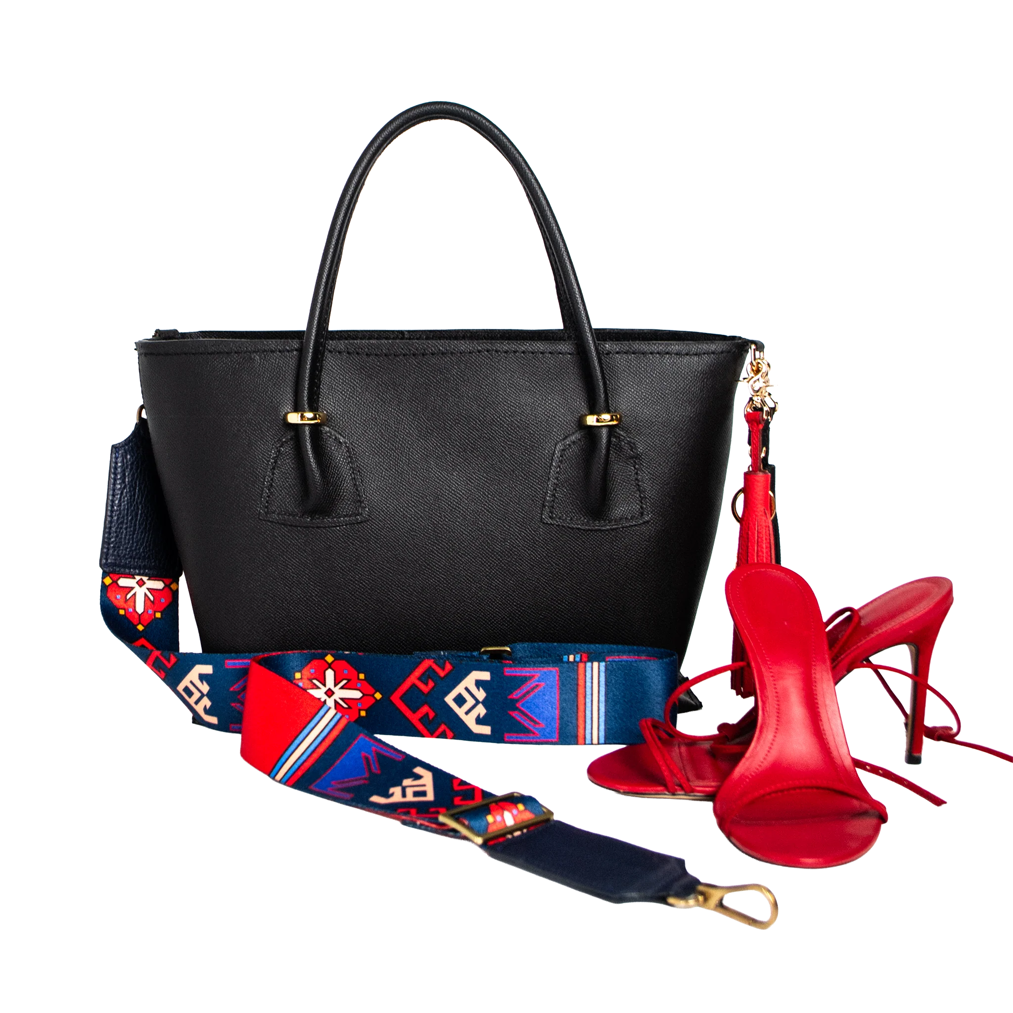 Heritage Prism Designer Strap - Blue & Red Geometric Pattern | Luxury Interchangeable Bag Strap - Image 5
